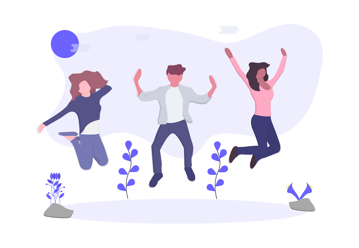 אנשים שמחים קופצים